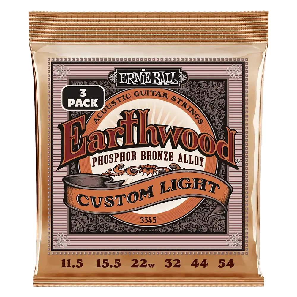 Струны для акустической гитары Ernie Ball 3545 Earthwood Phosphor Bronze Custom Light 3 Pack 11.5-54