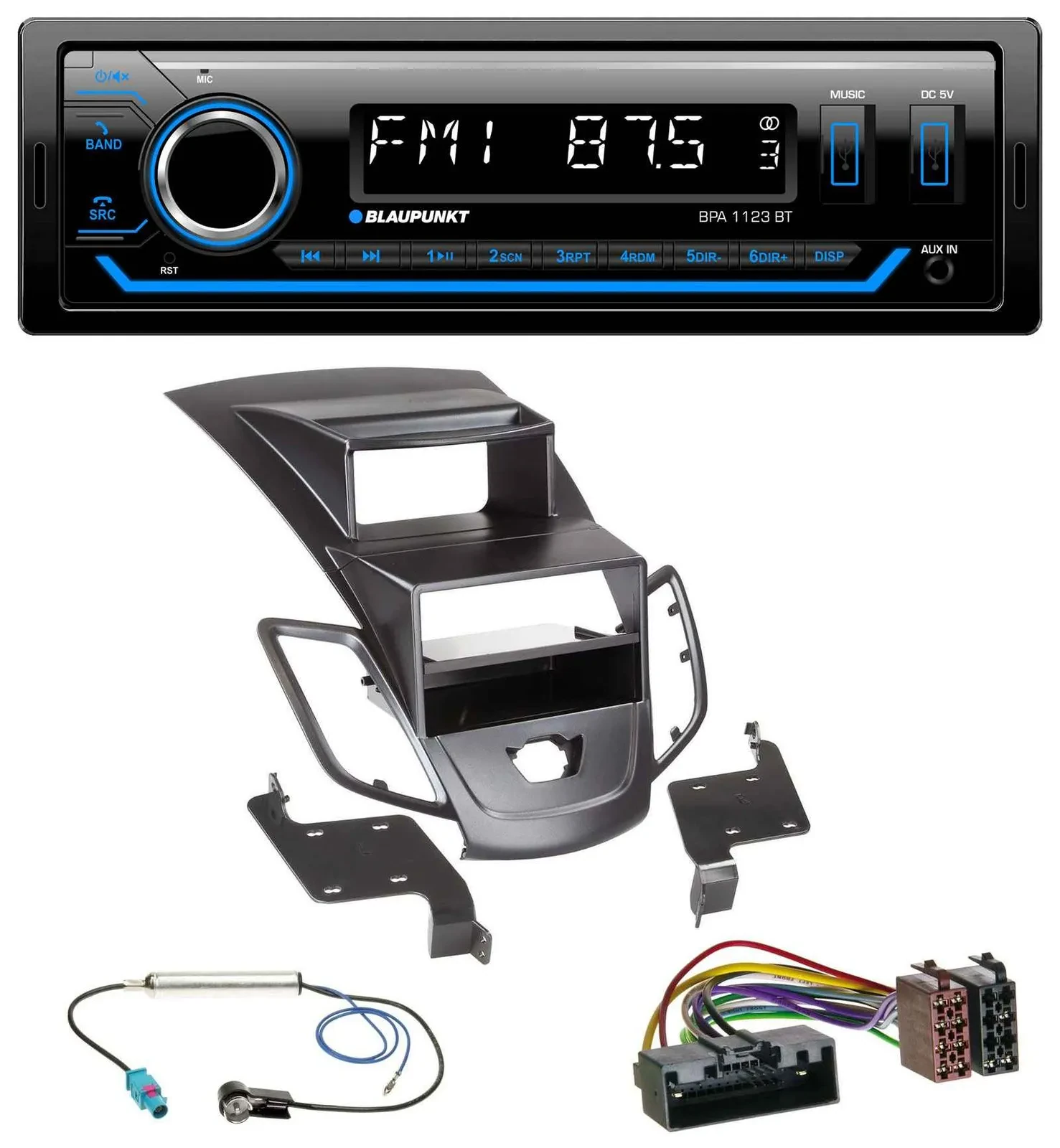 Blaupunkt MP3 Bluetooth USB AUX Autoradio für Ford Fiesta 10-17 Display schwarz