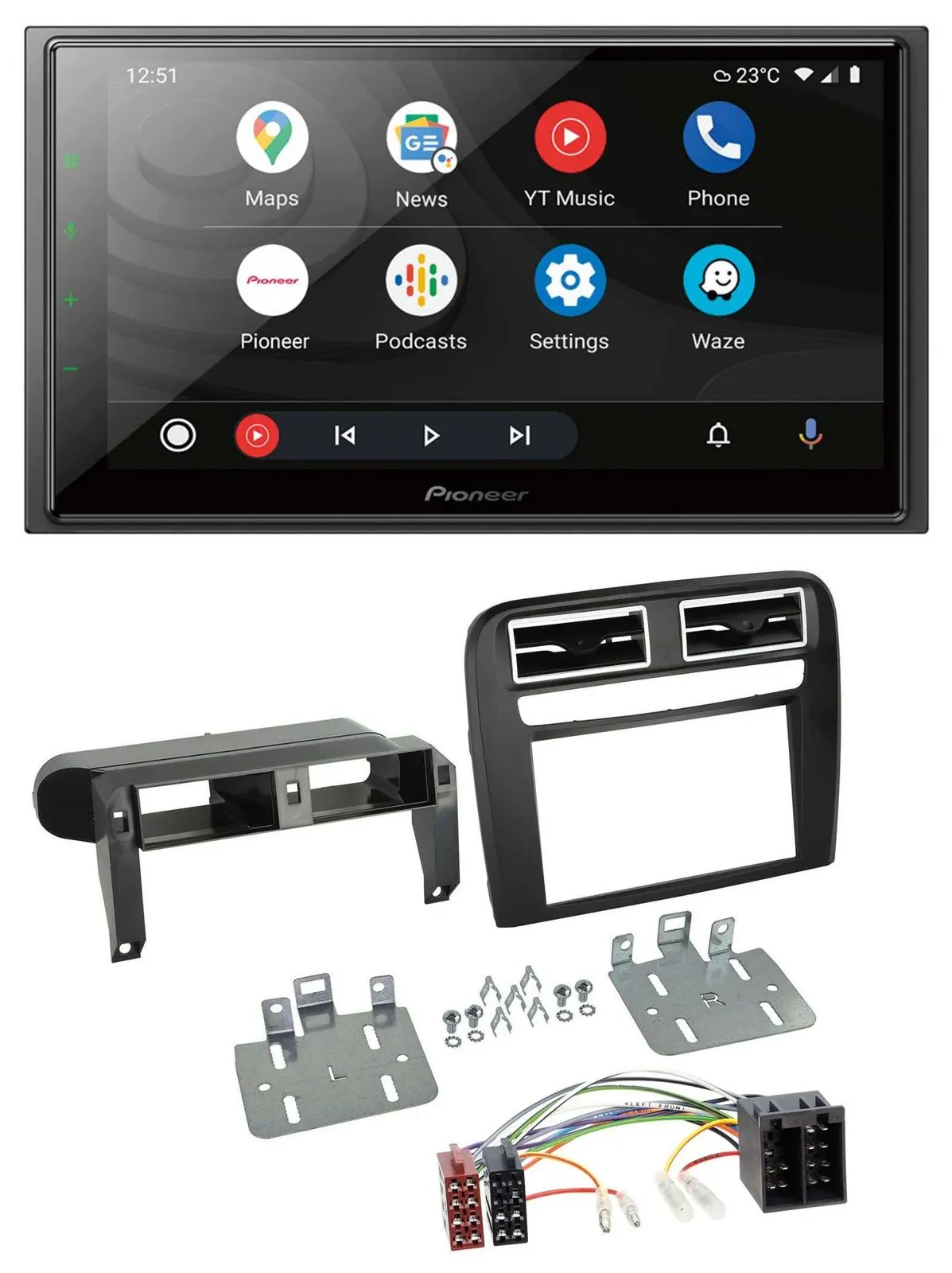 Pioneer USB 2DIN DAB MP3 Bluetooth Autoradio für Fiat Grande Punto 2005-2009 sch