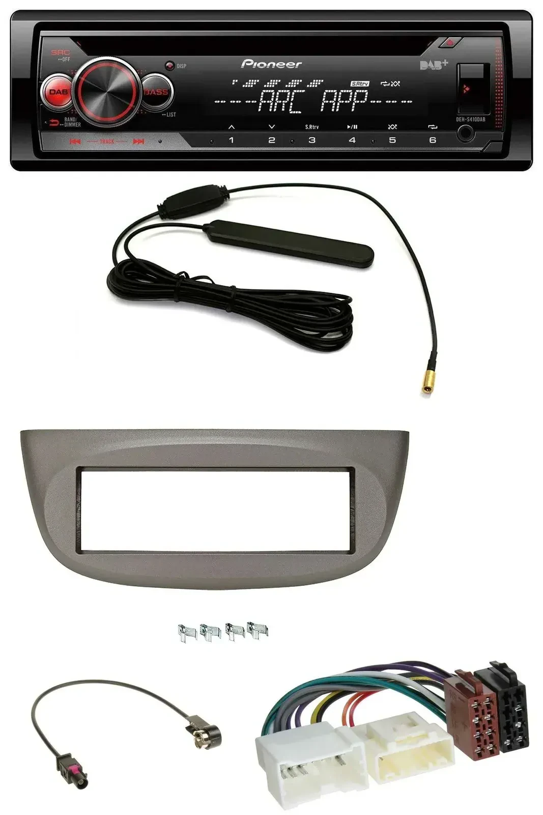 Автомагнитола Pioneer CD, USB, AUX, DAB, MP3, для Renault Twingo (с 2012), бежево-серый