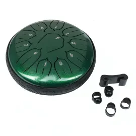 FST06-DG 6" Steel Tongue Drum Grün 11 Mix Tone D Hochglanz Klangtherapie