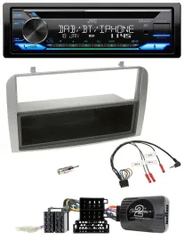 Автомагнитола для Alfa Romeo GT/147 2007–2010 JVC Bluetooth, USB, DAB, CD, серебристая