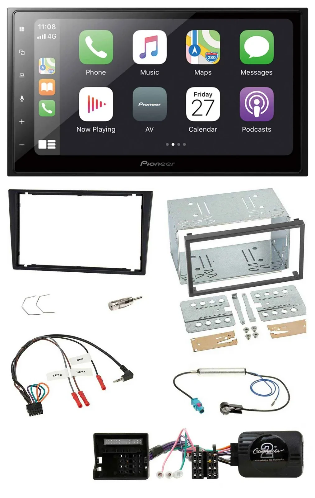 Pioneer Lenkrad Bluetooth DAB 2DIN USB Autoradio für Opel Corsa C Tigra Vectra C