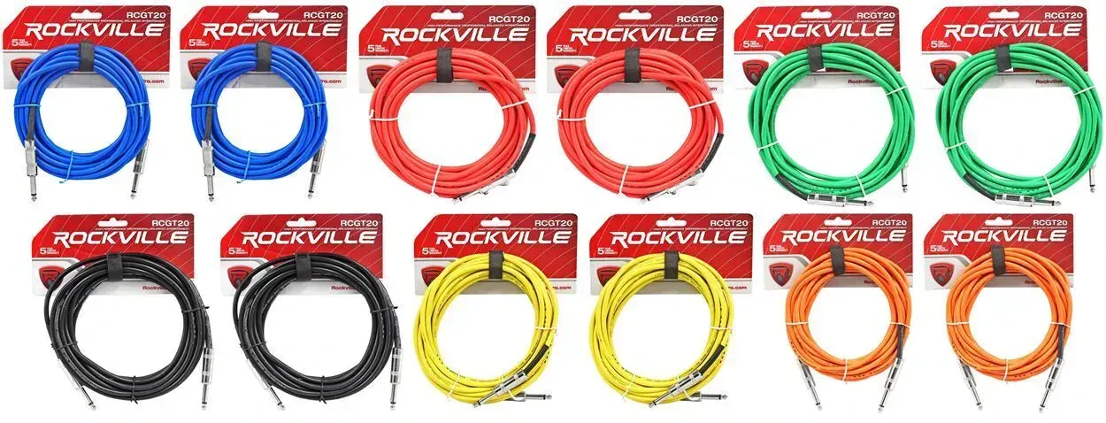 Инструментальный кабель Rockville RCGT20 Multicolor 6.1 м (12 штук)