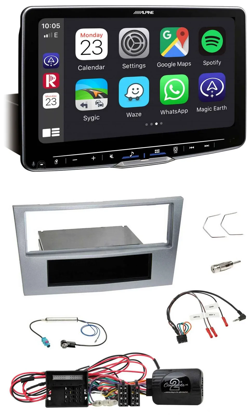 Автомагнитола Alpine Bluetooth DAB USB для Opel Corsa D (2009–2014), матовый хром, поддержка управления на руле