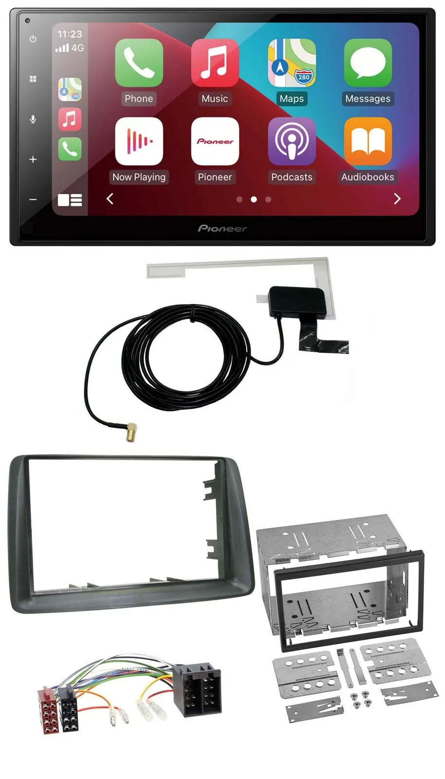 Автомагнитола Pioneer 2DIN USB Bluetooth DAB MP3 серый для Fiat Panda 2003–2012