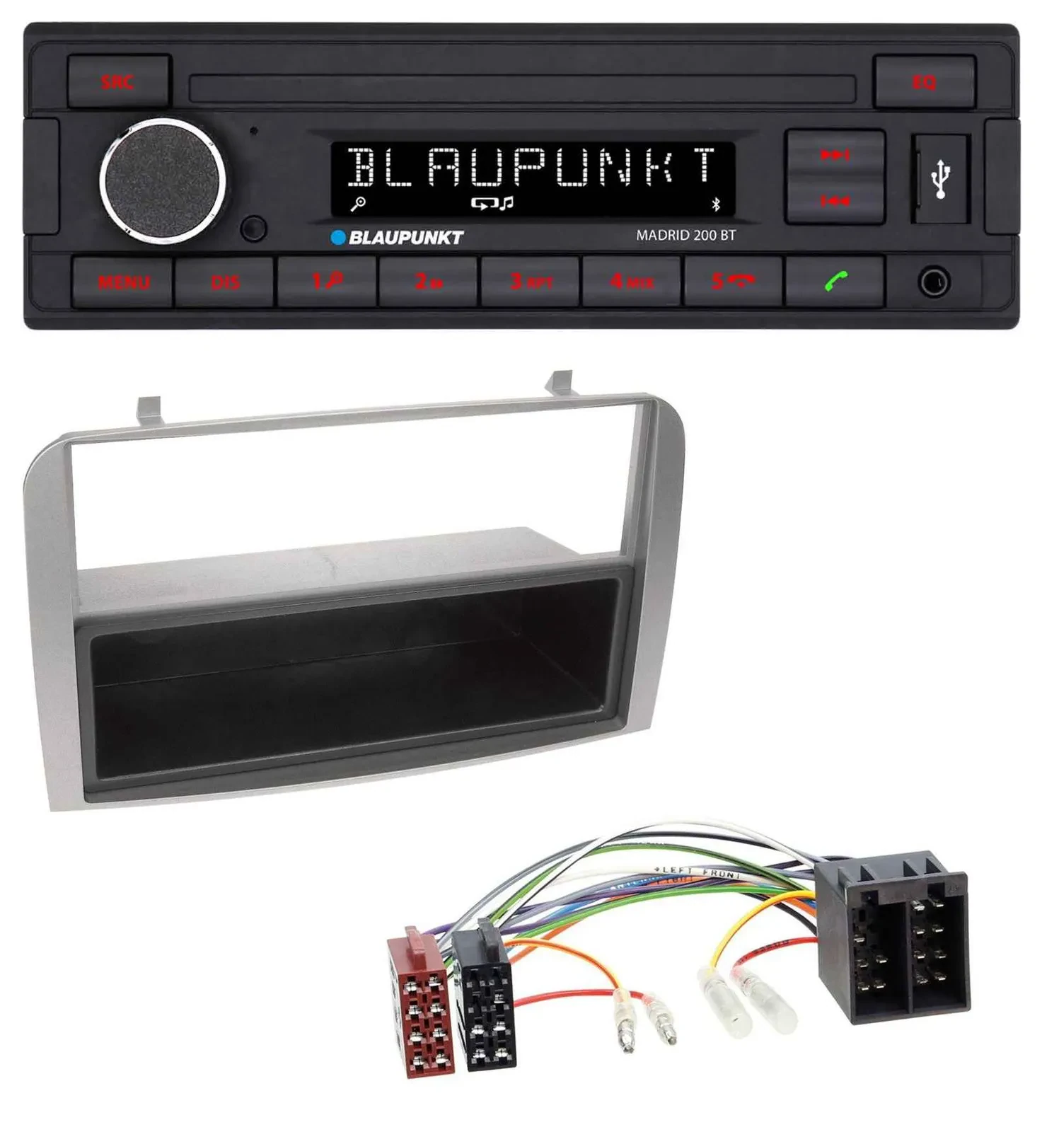 Автомагнитола для Alfa Romeo 147/GT Blaupunkt USB/AUX/Bluetooth MP3 серебристая с карманом