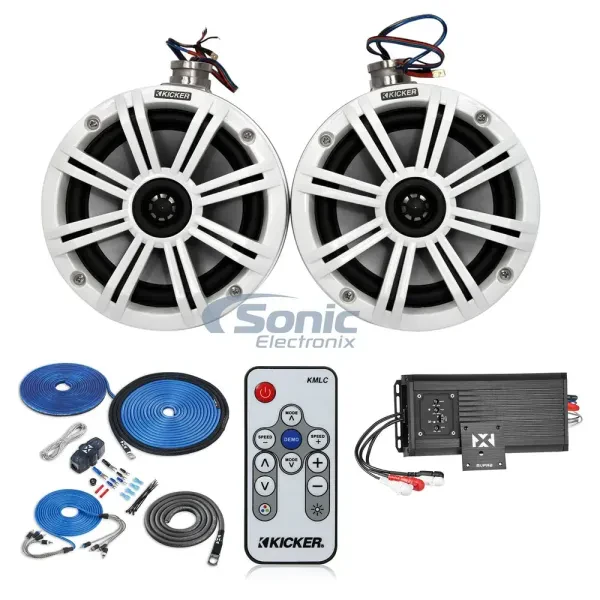 Kicker KMTC65W 65W 6.5” LED Tower Speakers System Package