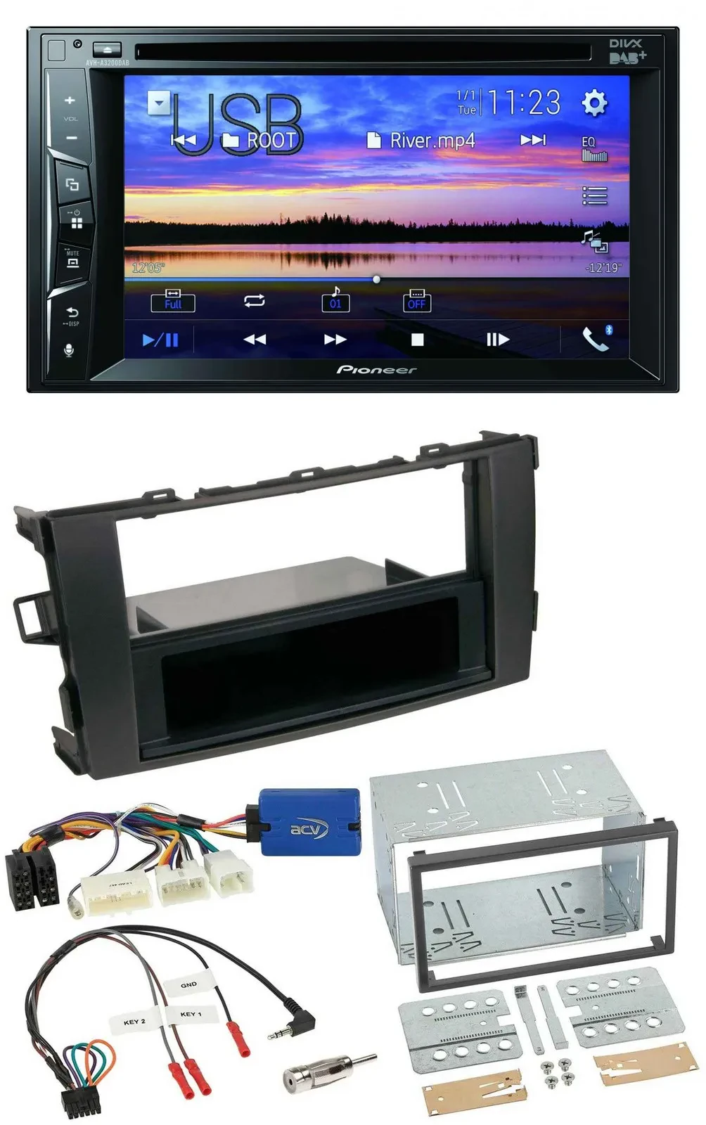 Pioneer Bluetooth 2DIN USB DVD DAB Lenkrad Autoradio für Toyota Auris 2011-2012