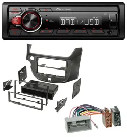 Pioneer MP3 1DIN DAB USB AUX Autoradio für Honda Jazz (ab 2009) dunkelgrau