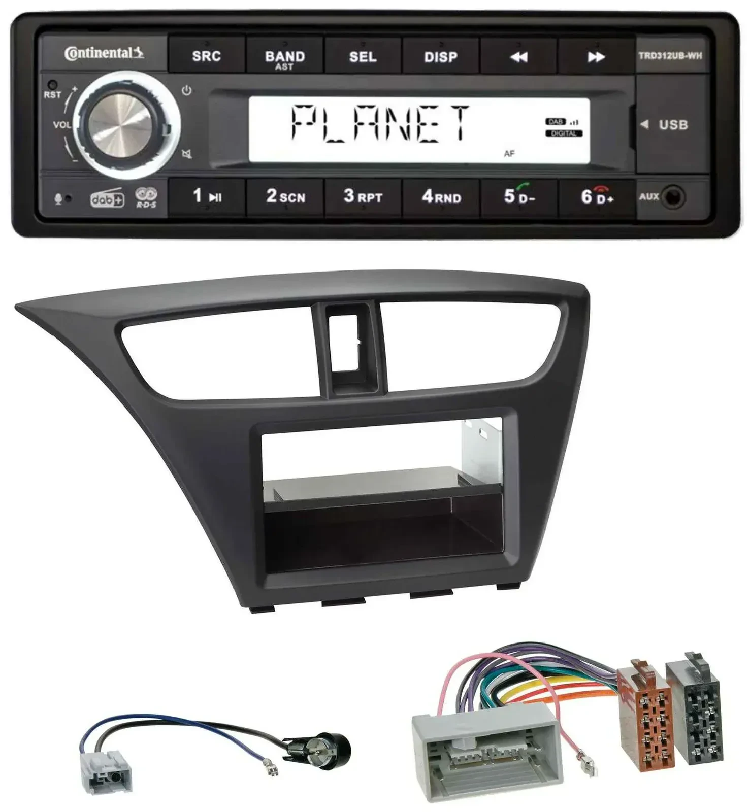 Continental USB 1DIN AUX DAB MP3 Autoradio für Honda Civic (ab 2012)