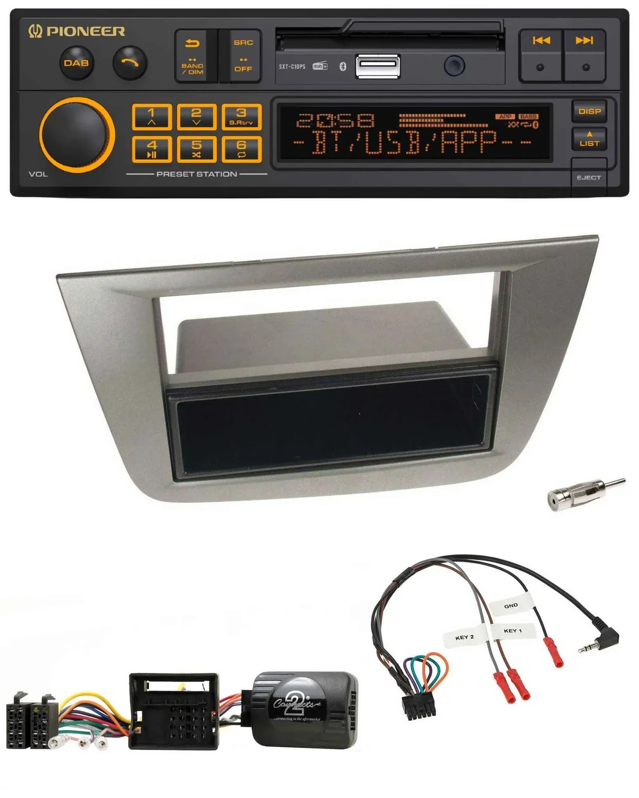 Автомагнитола Pioneer DAB, USB, Bluetooth, для Seat Toledo/Altea 2004–2009, антрацит