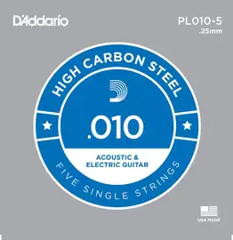 Струна для акустической и электрогитары D'Addario PL010-5, 5 штук в наборе