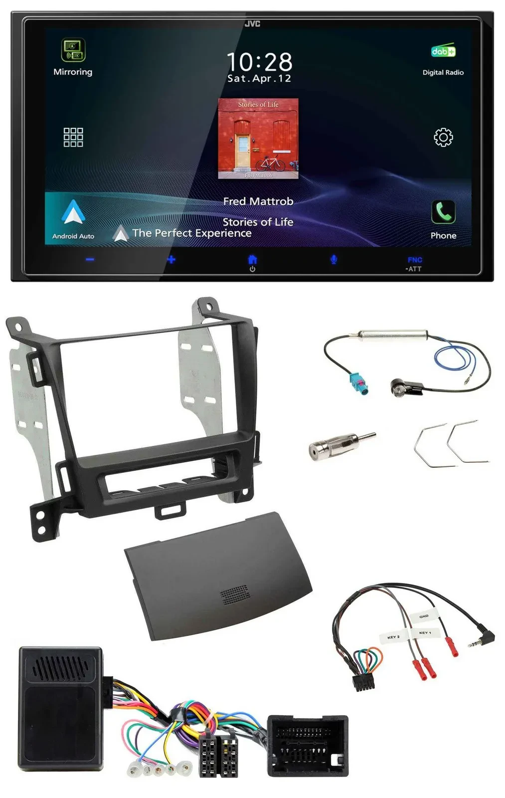 JVC USB Bluetooth 2DIN DAB Lenkrad Autoradio für Opel Zafira ab 13 jet black