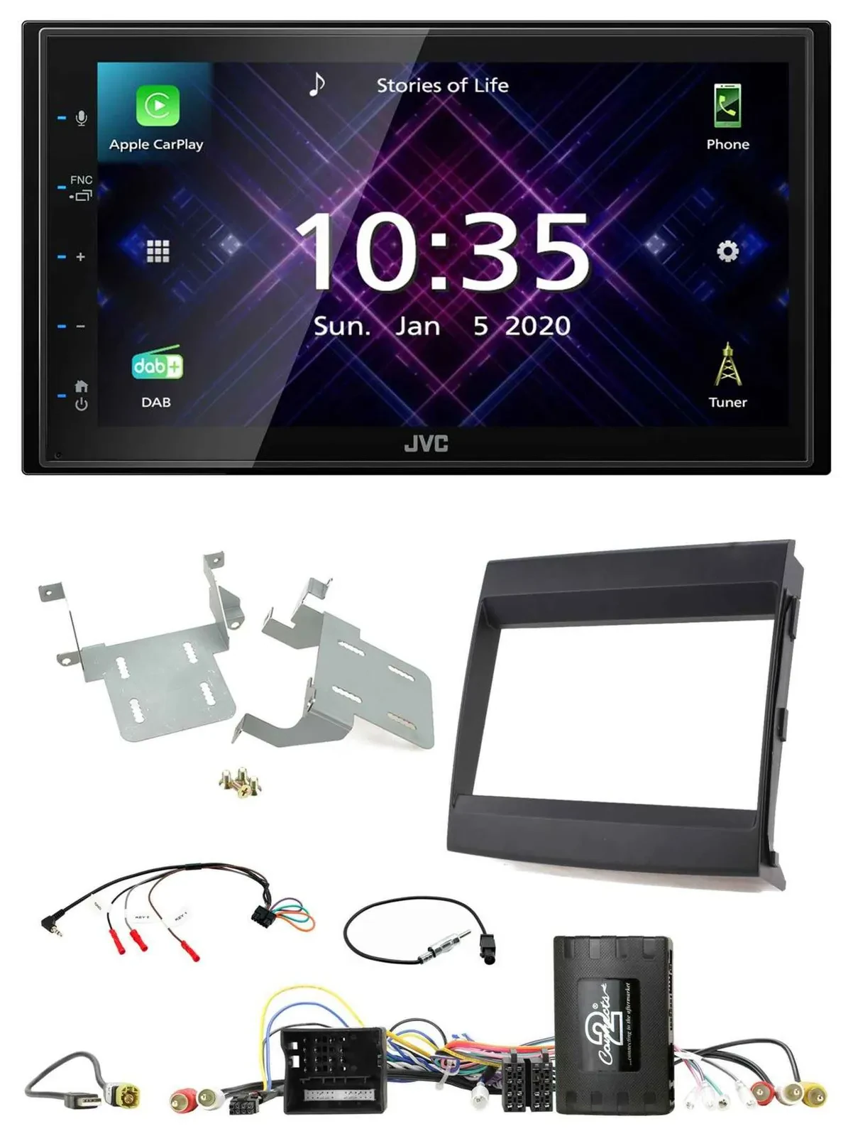 JVC DAB 2DIN Lenkrad Bluetooth USB Autoradio für Porsche Cayenne 11-16 Infoadapt