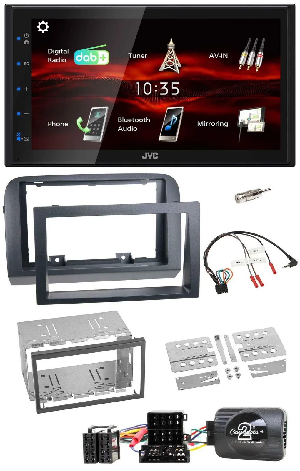 JVC USB Bluetooth Lenkrad DAB 2DIN Autoradio für Fiat Croma 2005-2010