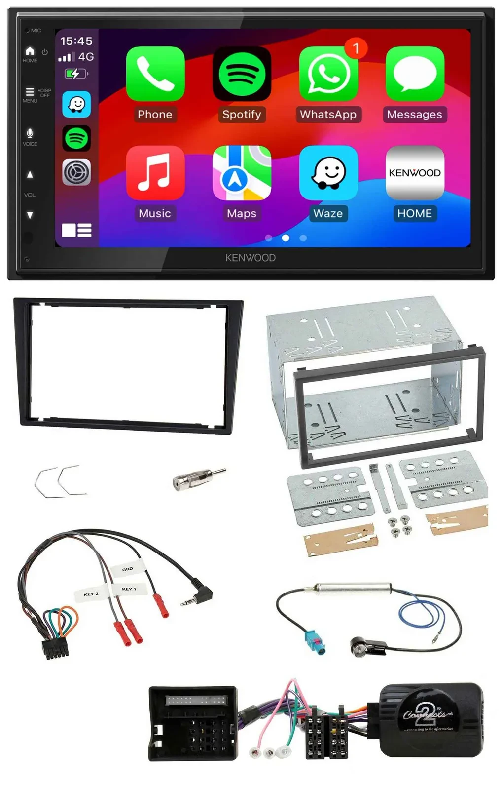 Kenwood Lenkrad USB DAB 2DIN Bluetooth Autoradio für Opel Corsa C Tigra Vectra C