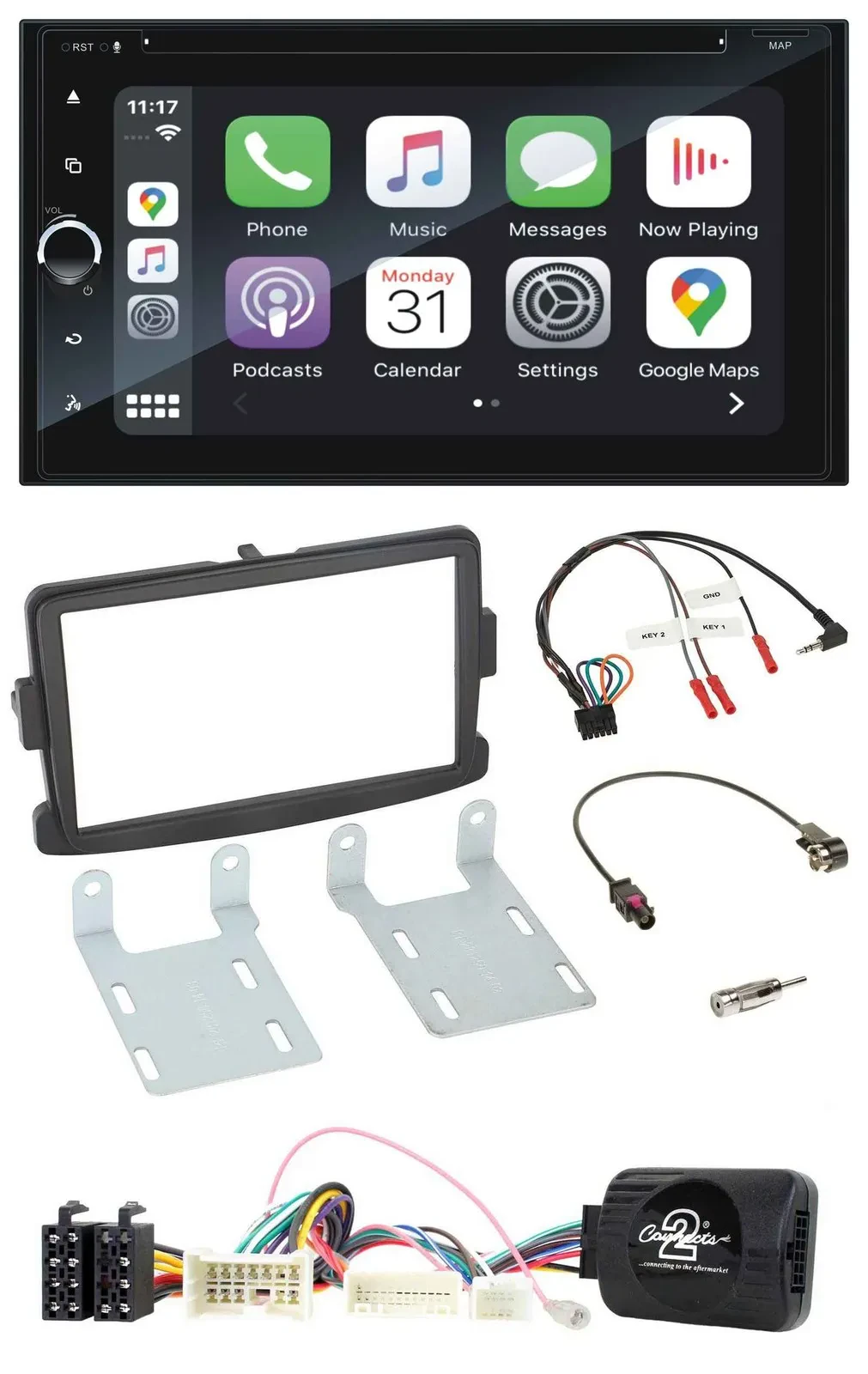 Blaupunkt DAB USB Bluetooth Lenkrad 2DIN TMC Navigation für Dacia Sandero ab 201