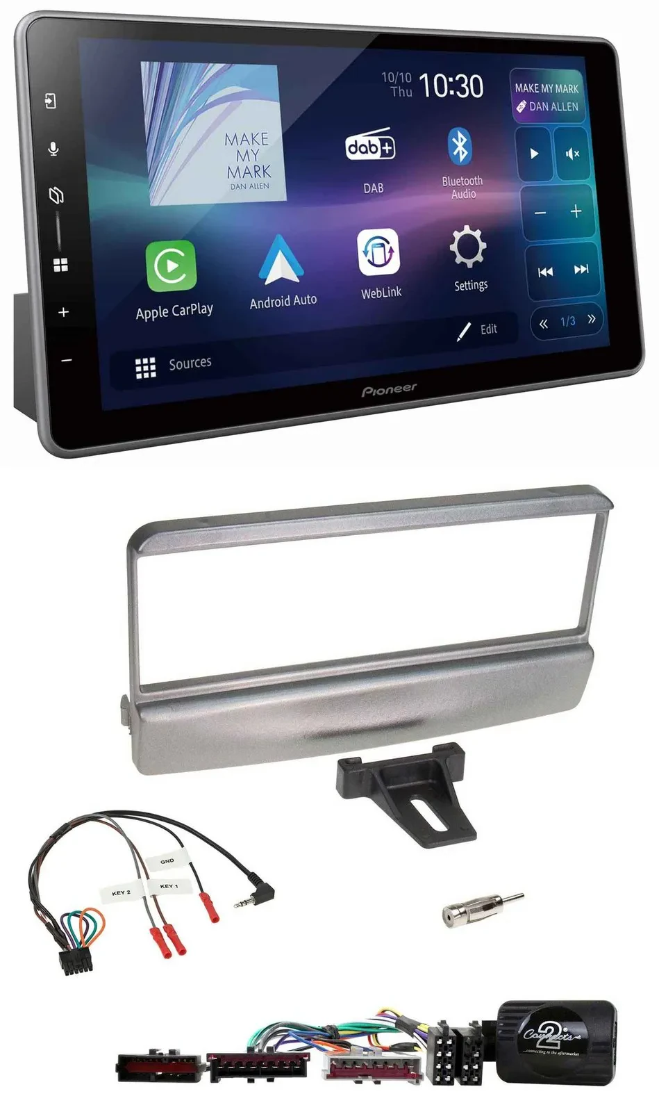 Pioneer Bluetooth USB DAB Lenkrad Autoradio für Ford Mondeo 2000-2002 silber