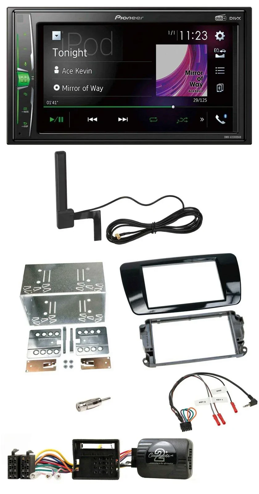 Pioneer MP3 DAB Lenkrad 2DIN Bluetooth Autoradio für Seat Ibiza ab 08 Klavierlac