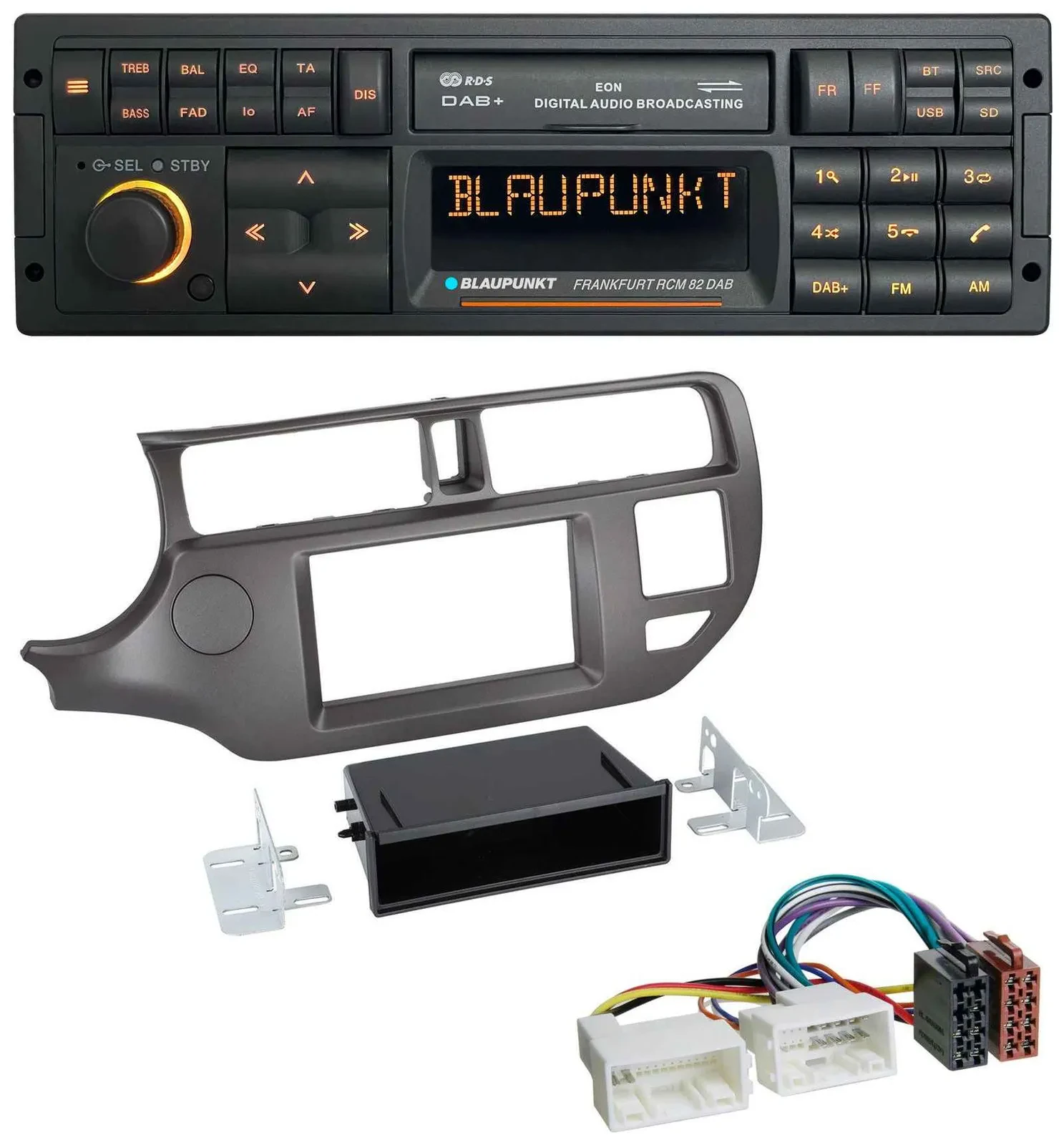 Blaupunkt USB DAB SD MP3 Bluetooth Autoradio für Kia Rio UB 2011-2014 anthrazit