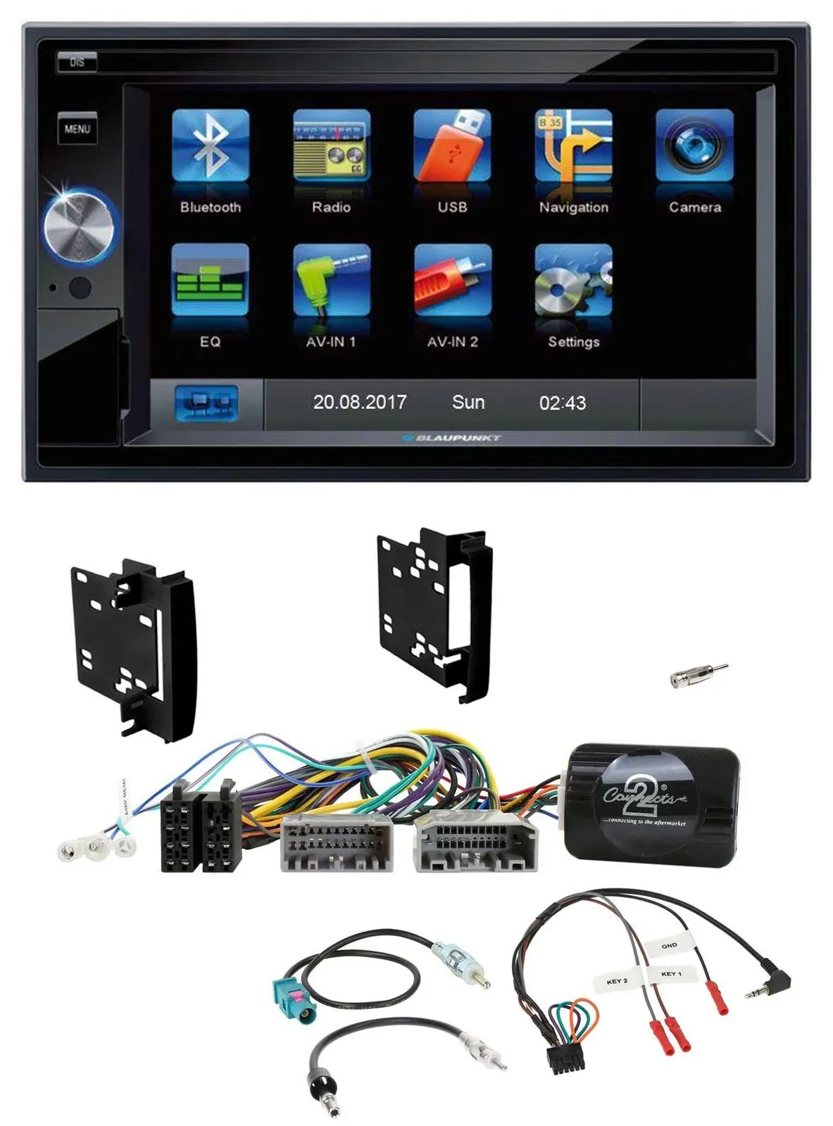 Blaupunkt SD USB TMC Bluetooth 2DIN Lenkrad Navigation für Chrysler Dodge Jeep