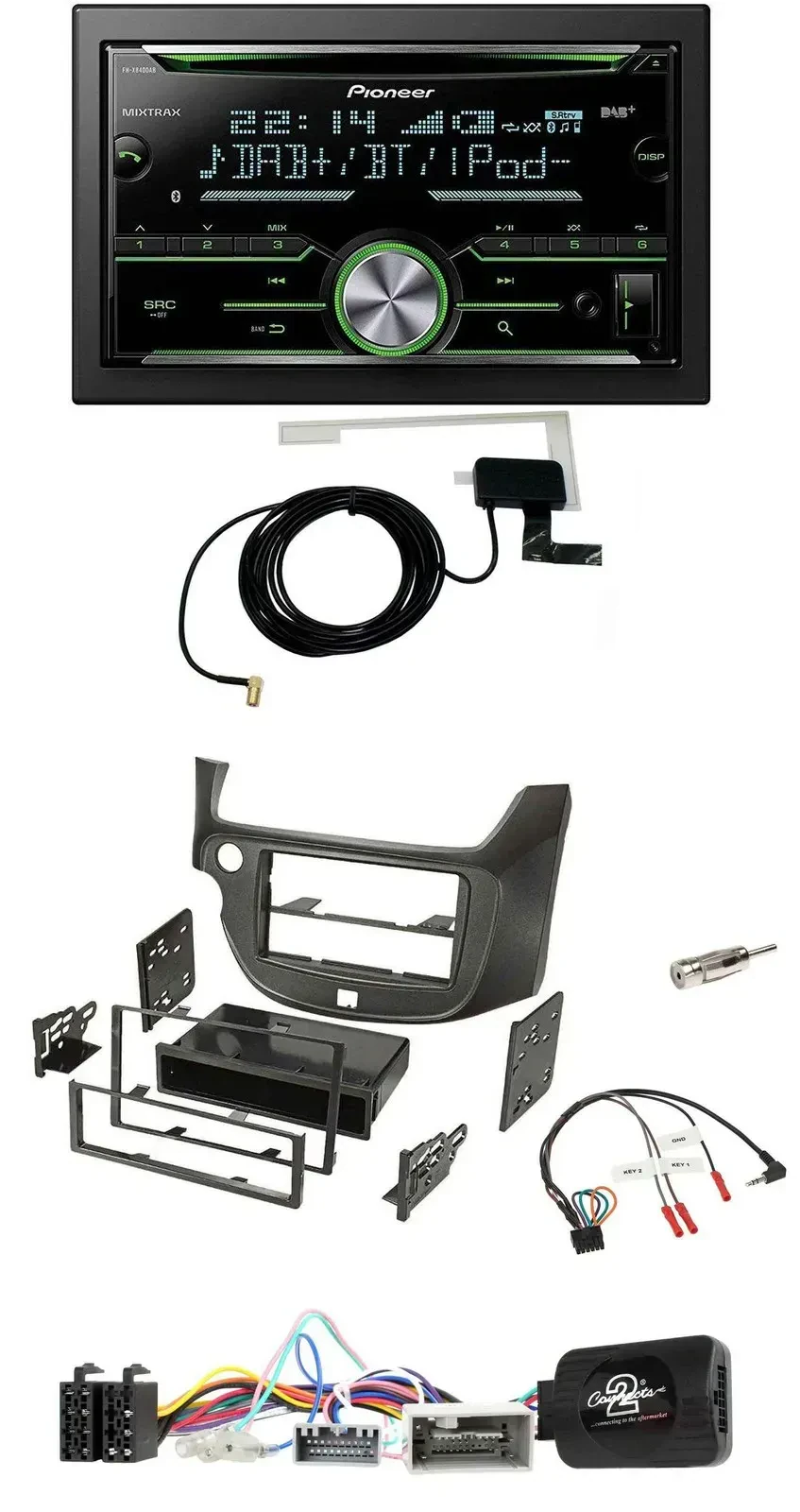 Автомагнитола для Honda Jazz (с 2014) Pioneer 2DIN CD USB Bluetooth DAB, поддержка кнопок на руле, темно-серый