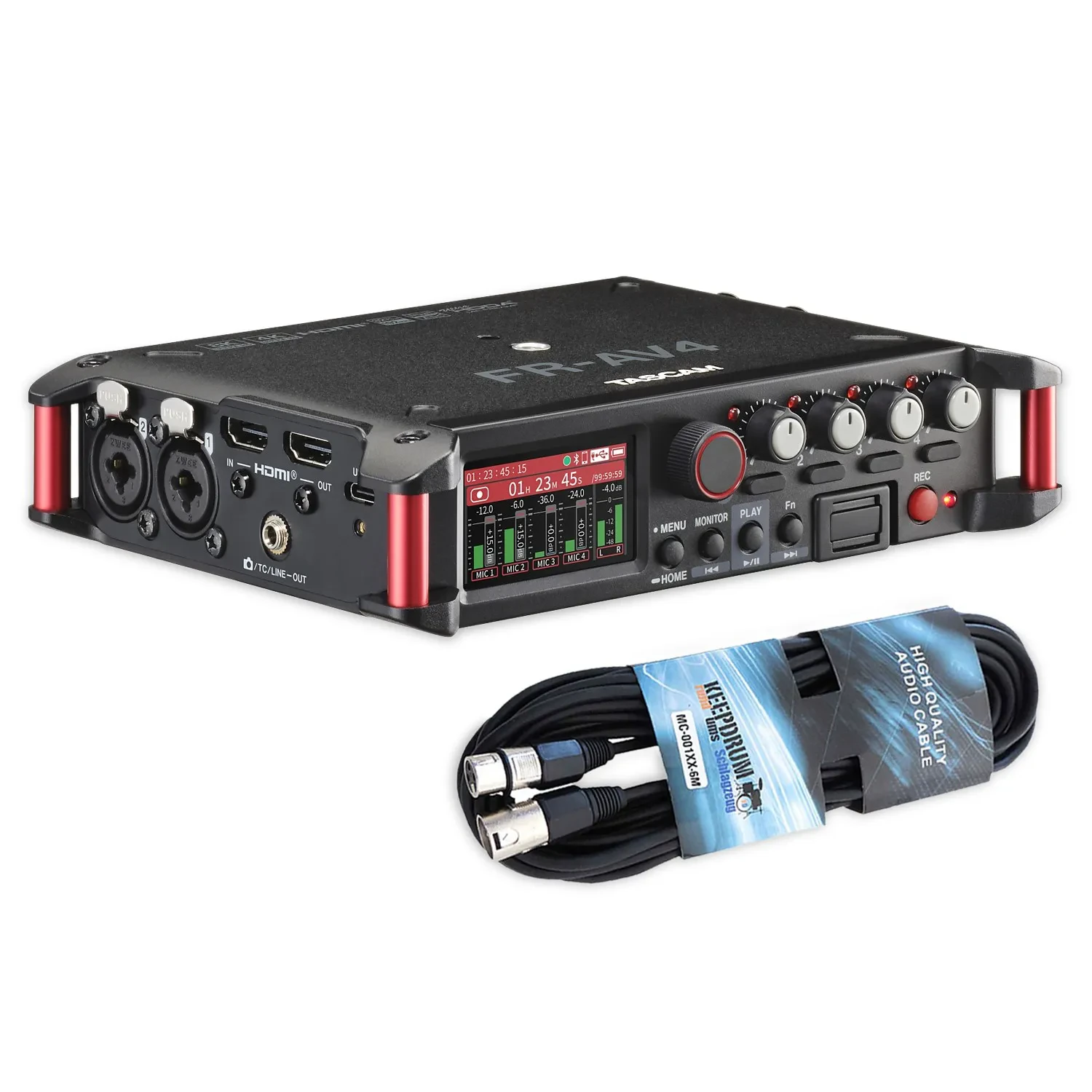 Tascam Audio-Recorder FR-AV4 4-Spur Feldrecorder mit keepdrum XLR-Kabel