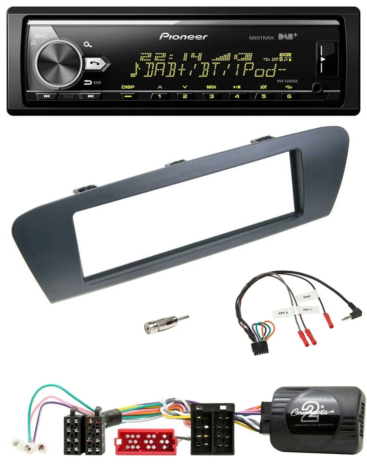 Pioneer Bluetooth USB DAB Lenkrad Autoradio für Renault Grand Scenic ISO ab 2009