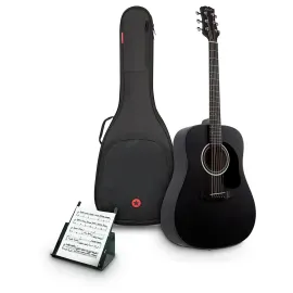 Mitchell Launch D100 Dreadnought Acoustic Guitar wMusic StandGig Bag Black