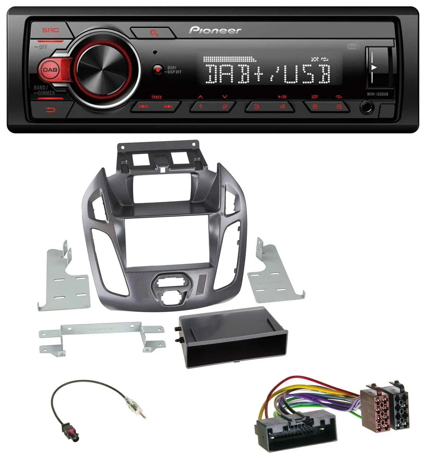 Автомагнитола Pioneer 1 DIN, DAB, USB, AUX, MP3 для Ford Transit Connect (2012–2018)
