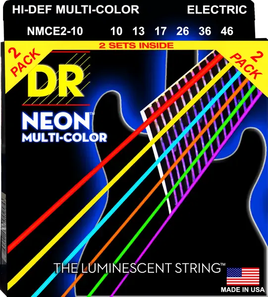 Струны для электрогитары DR Strings NMCE-2/10 Neon 10-46 (2 комплекта)