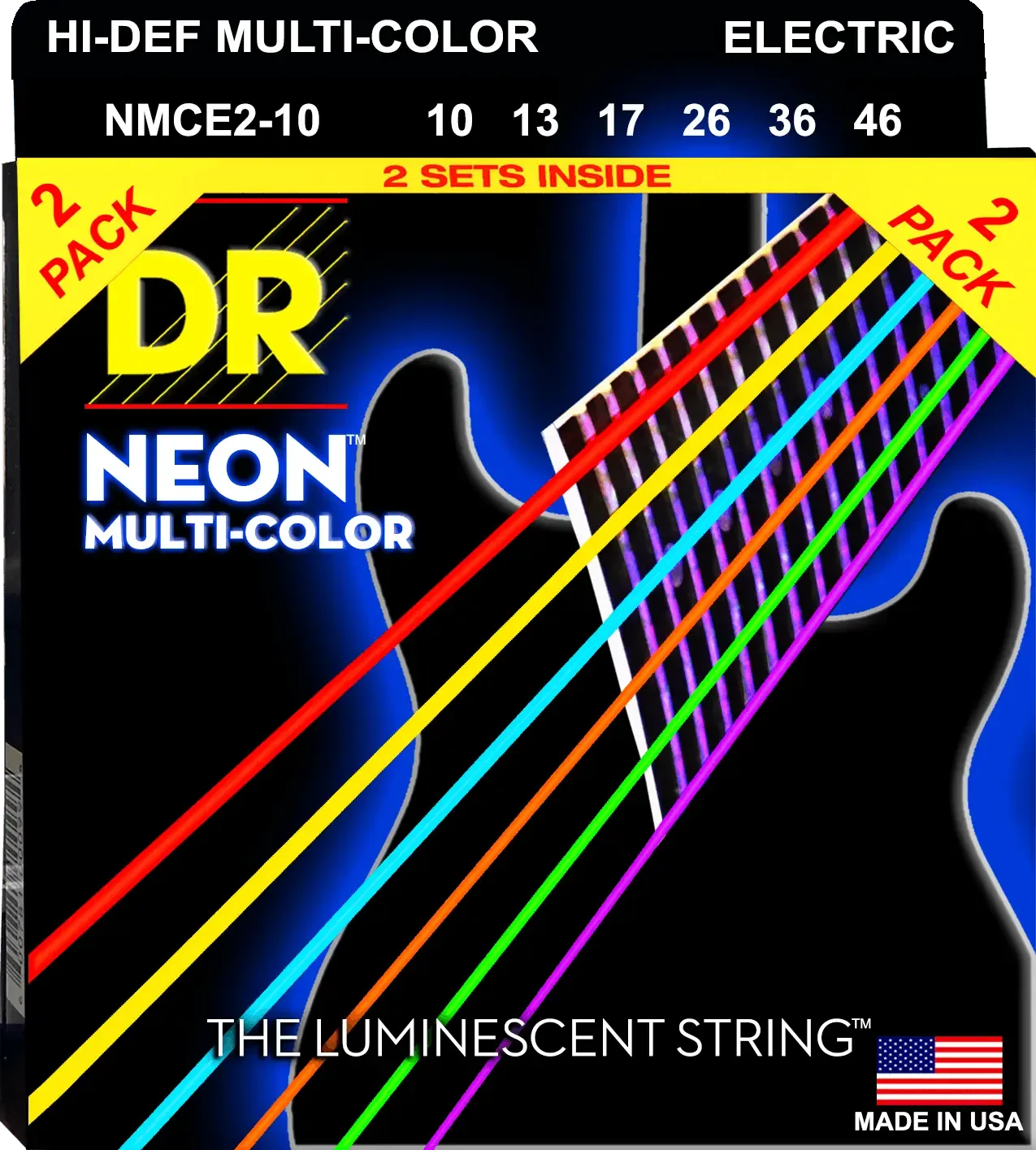 Струны для электрогитары DR Strings NMCE-2/10 Neon 10-46 (2 комплекта)