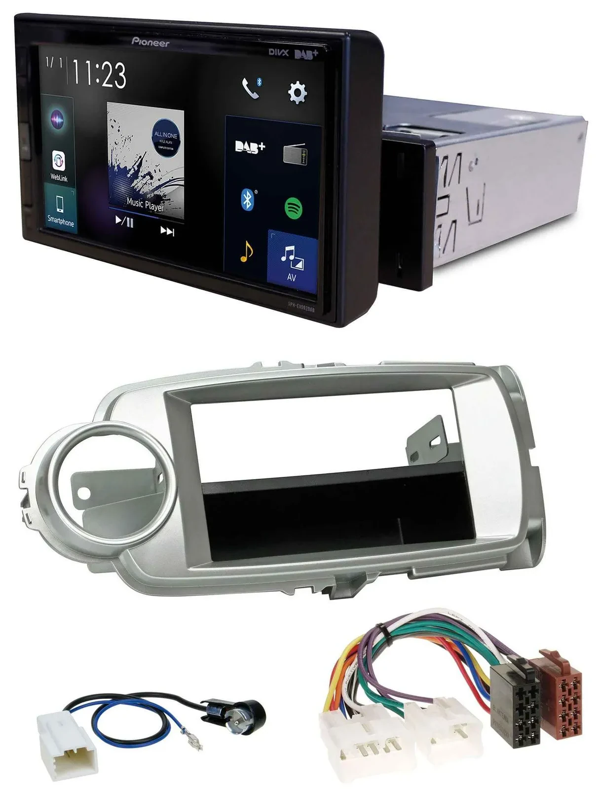 Pioneer DAB MP3 Bluetooth USB Autoradio für Toyota Yaris (11-14) - silber