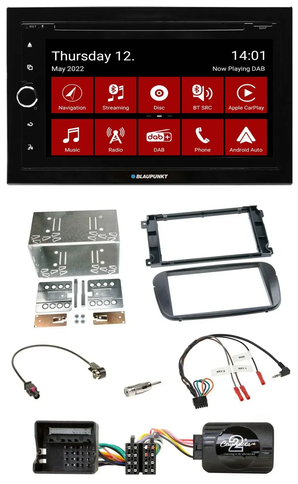 Blaupunkt 2DIN Lenkrad Bluetooth USB TMC DAB Navigation für Ford S-Max Mondeo 07