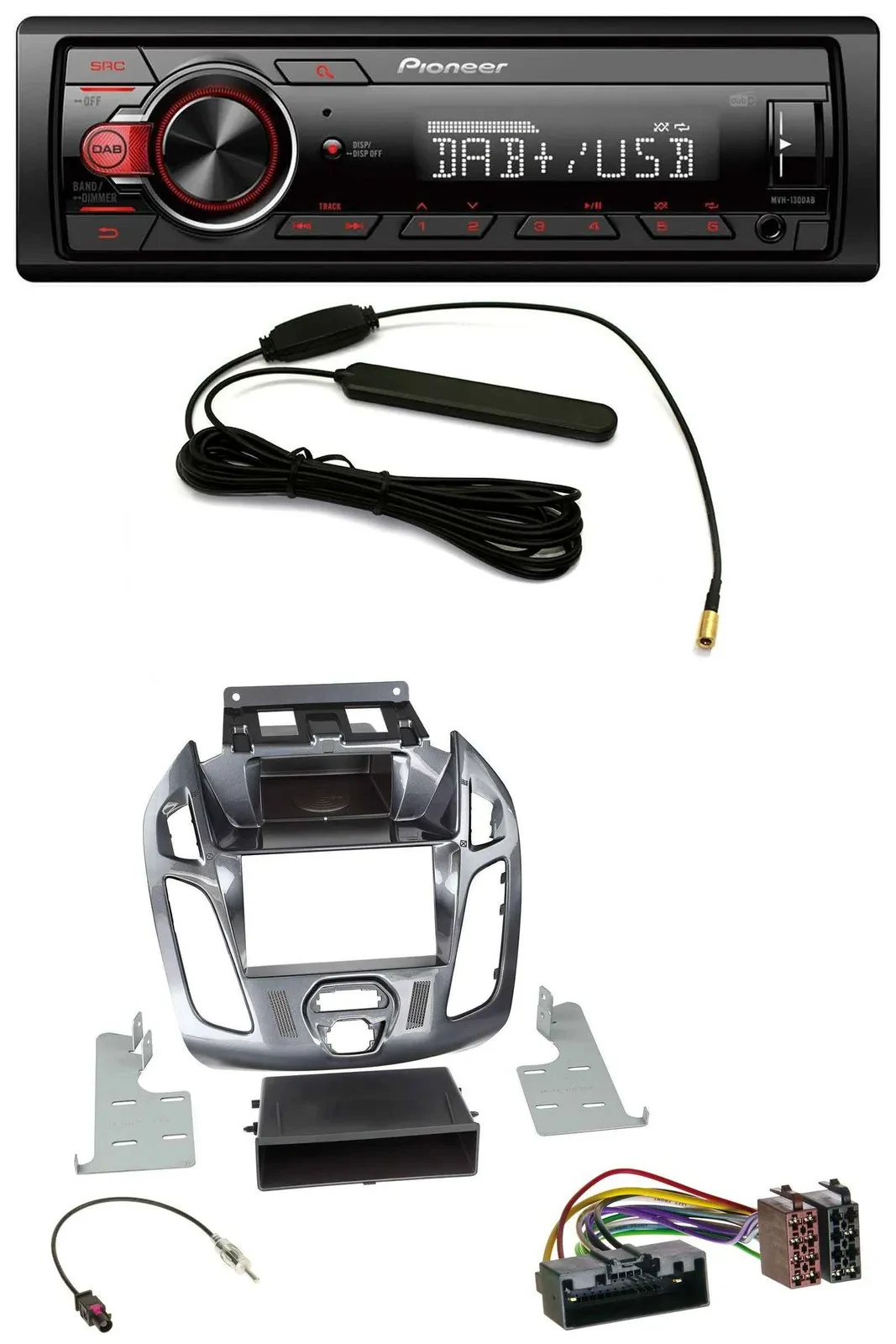 Автомагнитола Pioneer 1-DIN, DAB, USB, AUX, MP3 для Ford Transit/Connect (2012–2018)