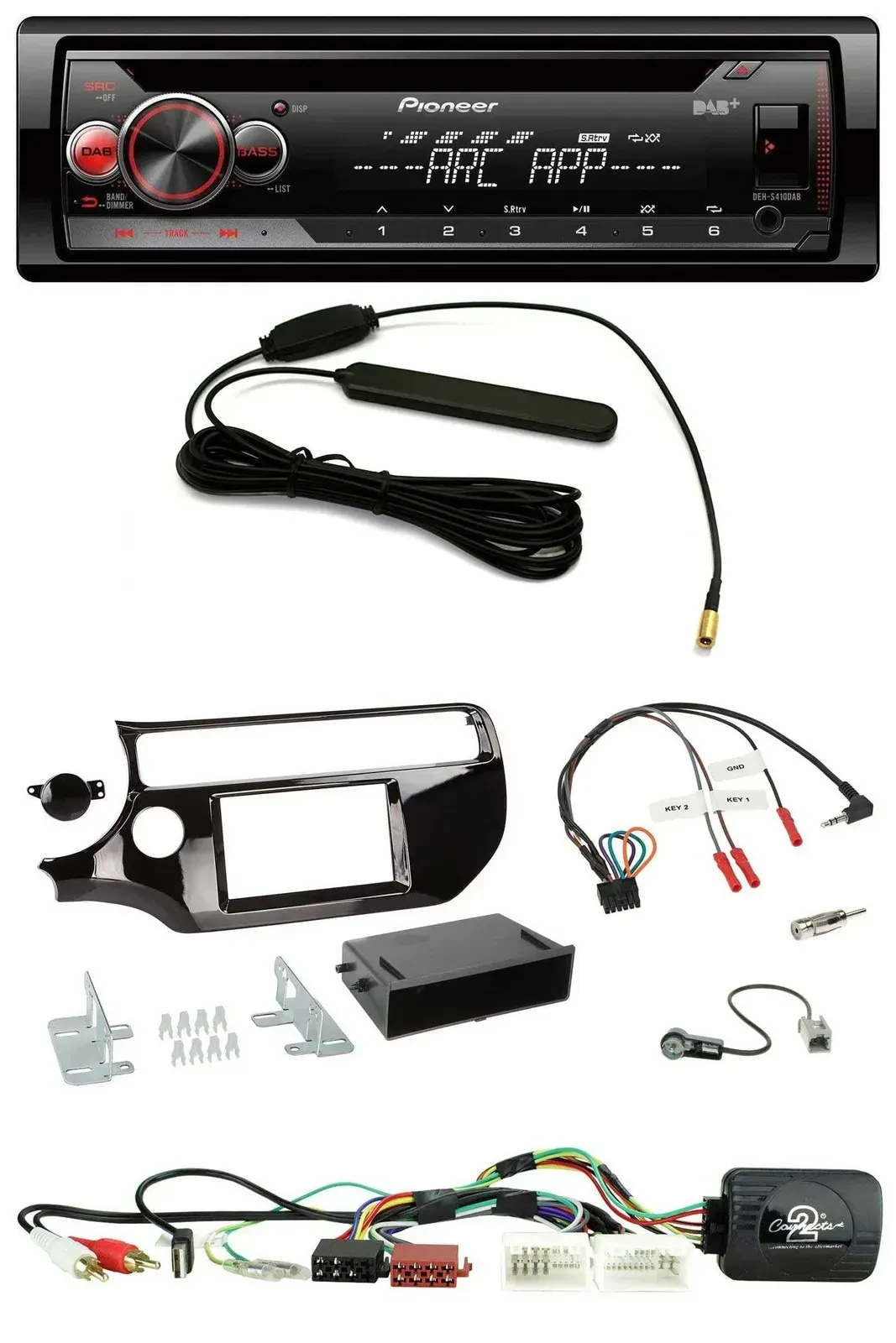 Автомагнитола Pioneer CD, USB, DAB для Kia Rio UB (с 03/2015), чёрный глянец, поддержка кнопок на руле