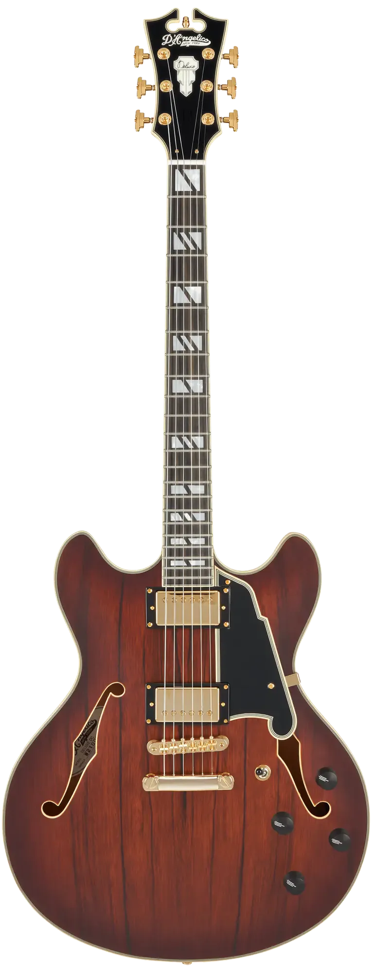 Электрогитара полуакустическая D'Angelico Deluxe DC Satin Brown Burst