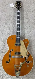 Электрогитара полуакустическая Gretsch G6120TG-DS Players Edition Nashville Roundup Orange с кейсом