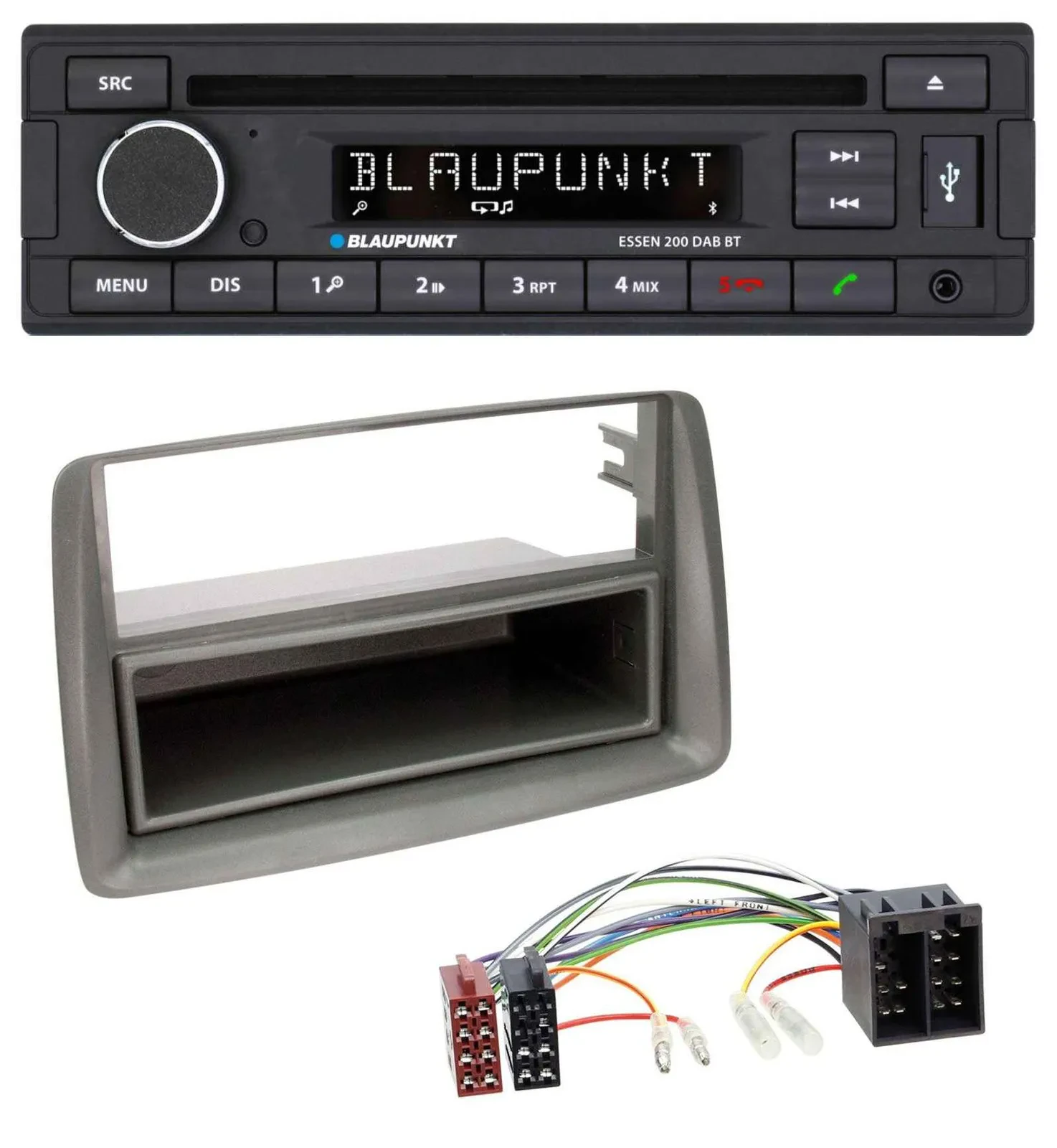 Blaupunkt USB MP3 Bluetooth DAB CD Autoradio für Fiat Panda (169 2003-2012) grau