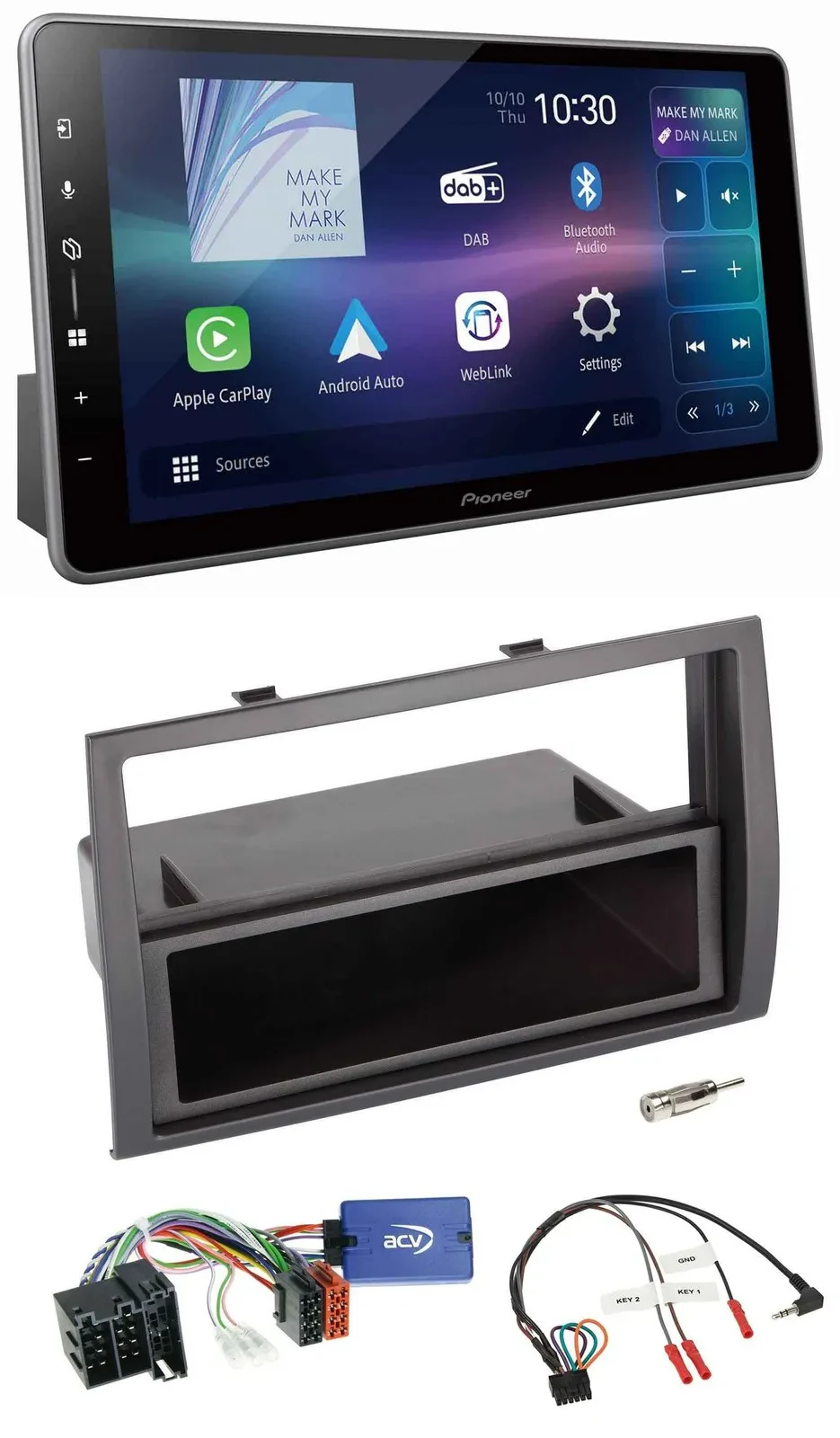 Pioneer Bluetooth USB DAB Lenkrad Autoradio für Fiat Ducato 2008-2011 schwarz