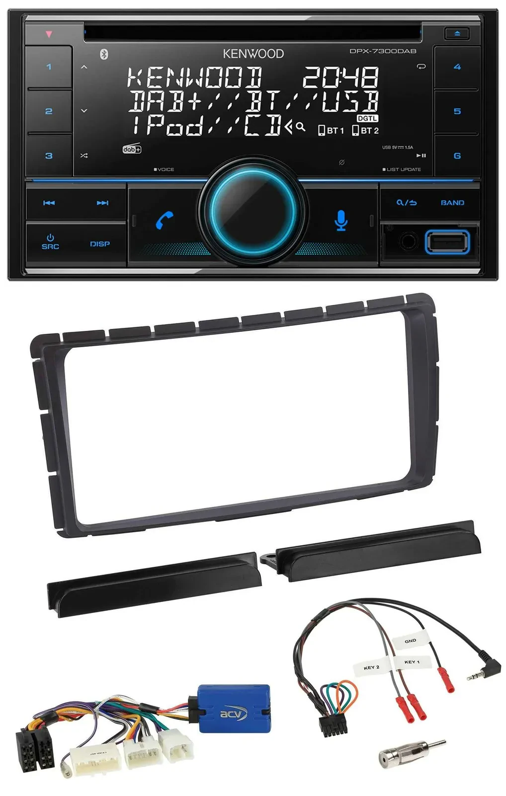 Автомагнитола Kenwood 2-DIN, CD, DAB, USB, Bluetooth, управление с руля, для Toyota Hilux (с 2011)