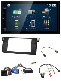 Kenwood 2DIN Bluetooth Lenkrad USB DAB Autoradio für BMW 3er 2002-2006 E46 schwa