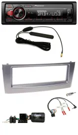 Pioneer MP3 DAB 1DIN Lenkrad USB Autoradio für Fiat Grande Punto 2006-2010 grau
