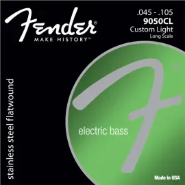 Fender 9050's Bass Strings, Stainless Steel Flatwound, 9050CL .045-.105 Gauges