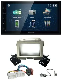 Kenwood 2DIN Bluetooth MP3 USB DAB Autoradio für Kia Sportage 3 SL 10-15 silber