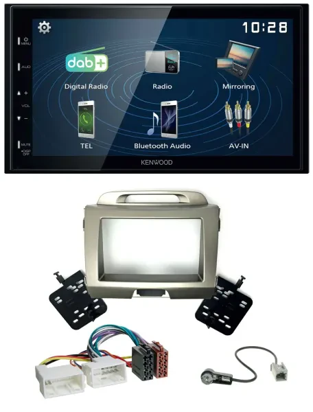 Kenwood 2DIN Bluetooth MP3 USB DAB Autoradio für Kia Sportage 3 SL 10-15 silber
