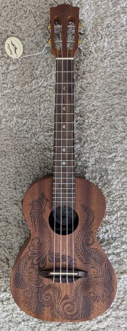 Luna, 4-String Henna Dragon Mahogany Tenor Ukulele with Preamp and Gigbag