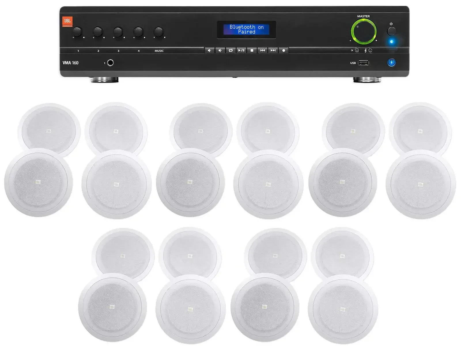 JBL VMA160 60 Watt Amplifier+(20) 8" JBL Speakers For Restaurant/Bar/Cafe