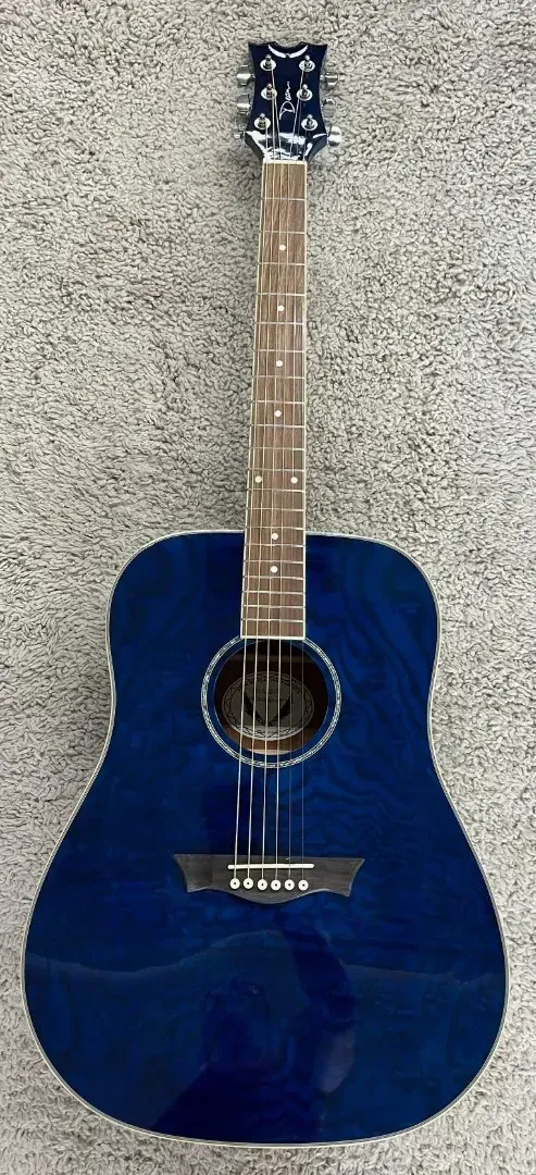 Dean AXS Dread Quilt Acoustic Guitar Transparent Blue Dreadnought AX DQA TBL